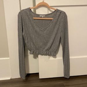 Cropped long sleeve sweater shirt